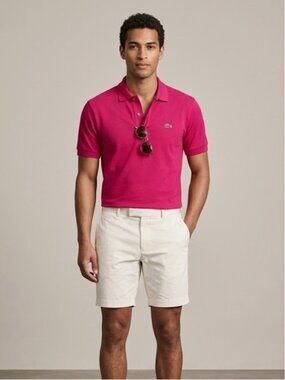 Lacoste Pink Polo Shirt Mens Size 7 Cotton Preppy Golf Tennis Classic Logo 2XL